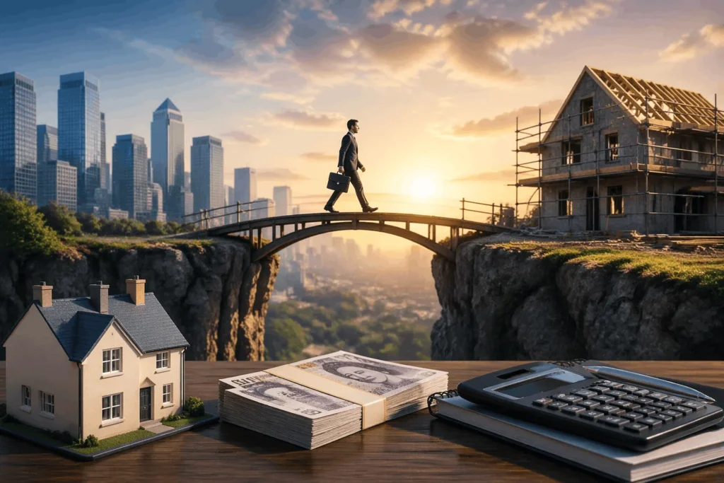 Property investors reviewing bridging finance options and documents