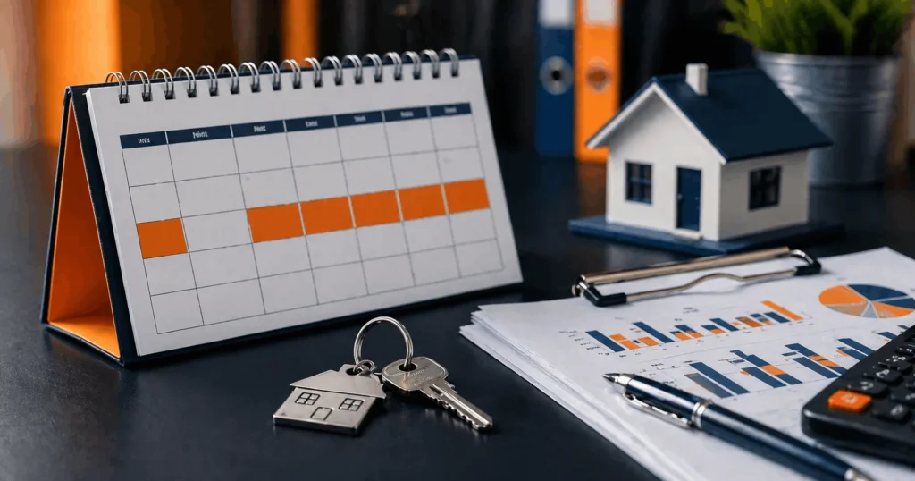 Short-term property finance timeline showing bridging loan process and repayment options