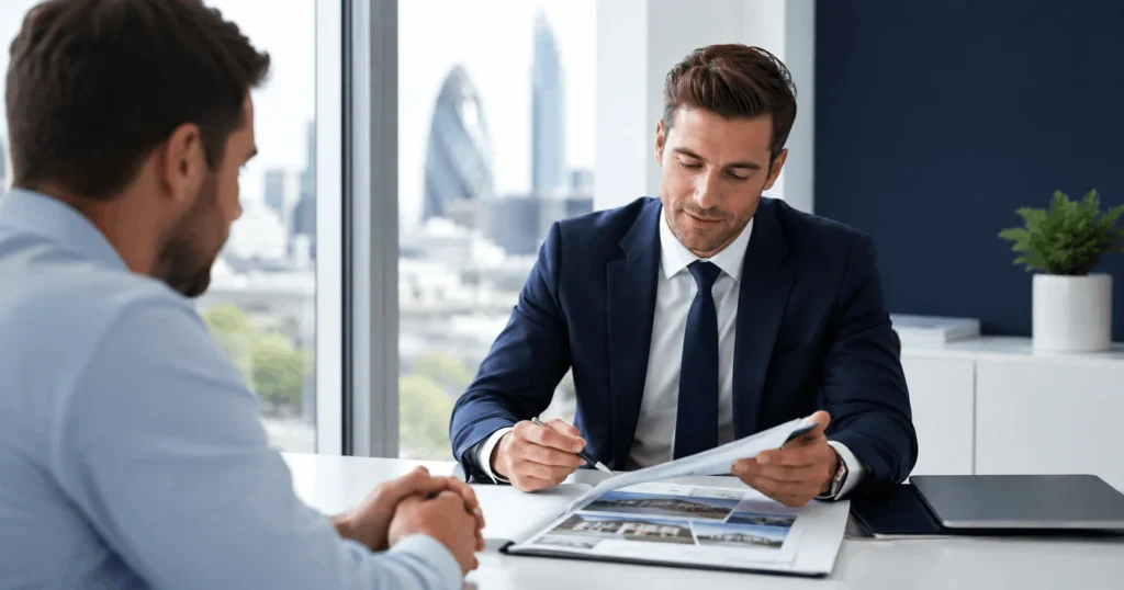 Bridging finance broker in consultation