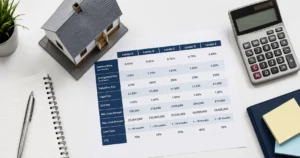 Bridging loan rates UK 2026 - property investor reviewing rate comparison documents with broker