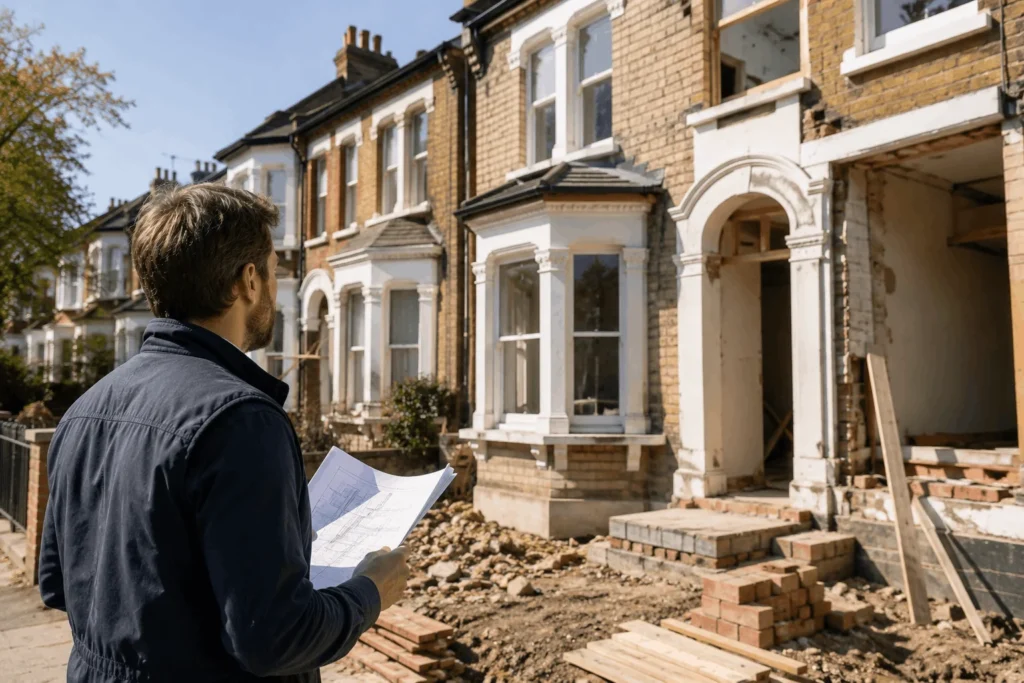 Property developer using bridging finance for refurbishment project in Acton