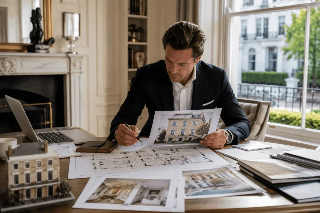Property investor reviewing luxury residential development opportunities in Chelsea