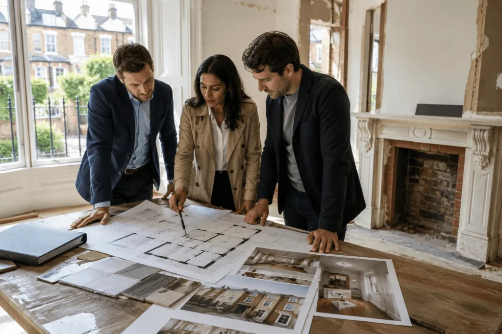 Property investors reviewing refurbishment opportunities in Clapham