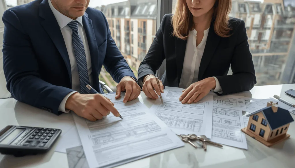 Property investor reviewing lease extension documents for a short lease bridging loan on a UK leasehold property.