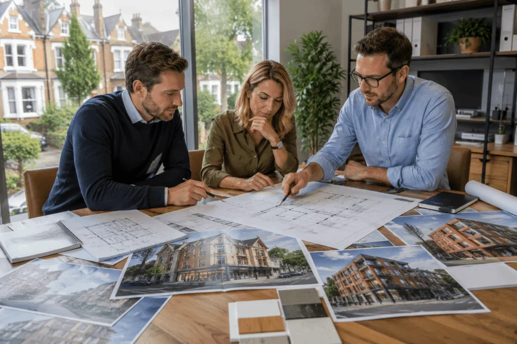 Property investors reviewing refurbishment and development opportunities in Barnet