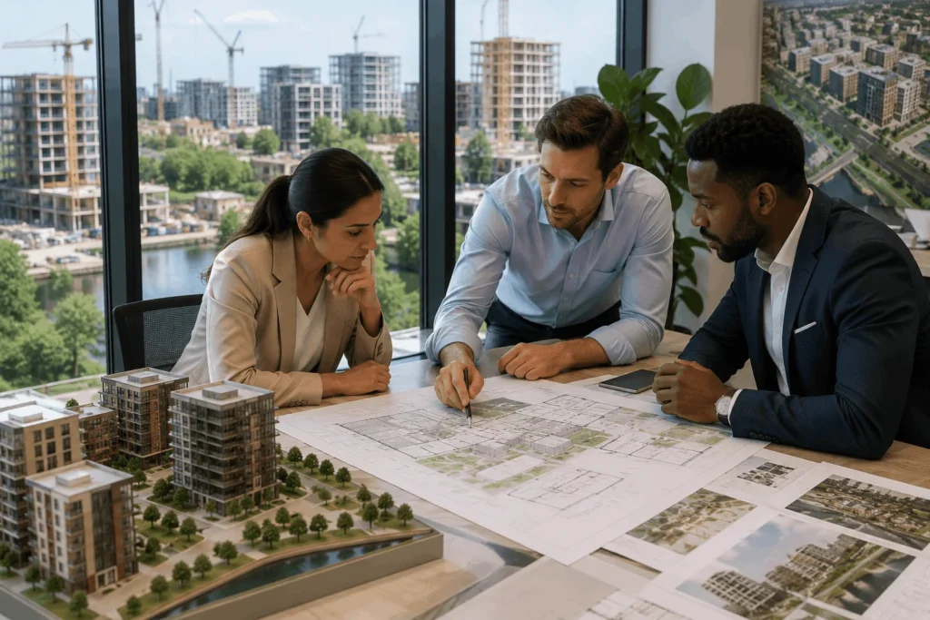 Property investors reviewing regeneration and development opportunities in Edmonton