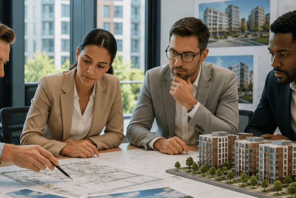 Property investors reviewing residential and commercial investment opportunities in Enfield