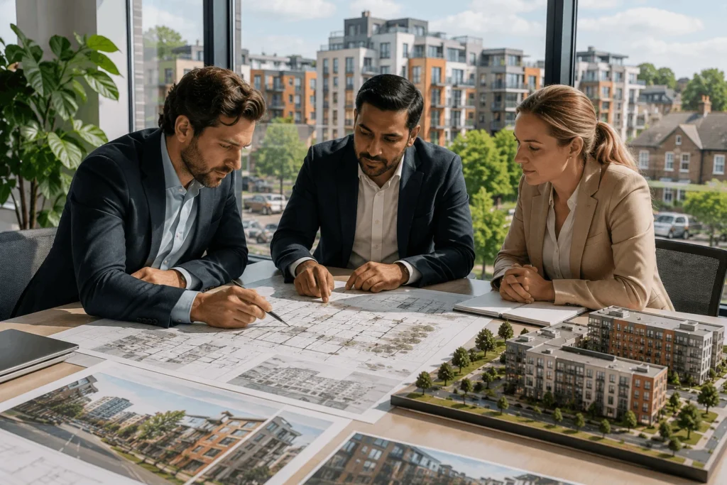Property investors reviewing residential and commercial investment opportunities in Harrow