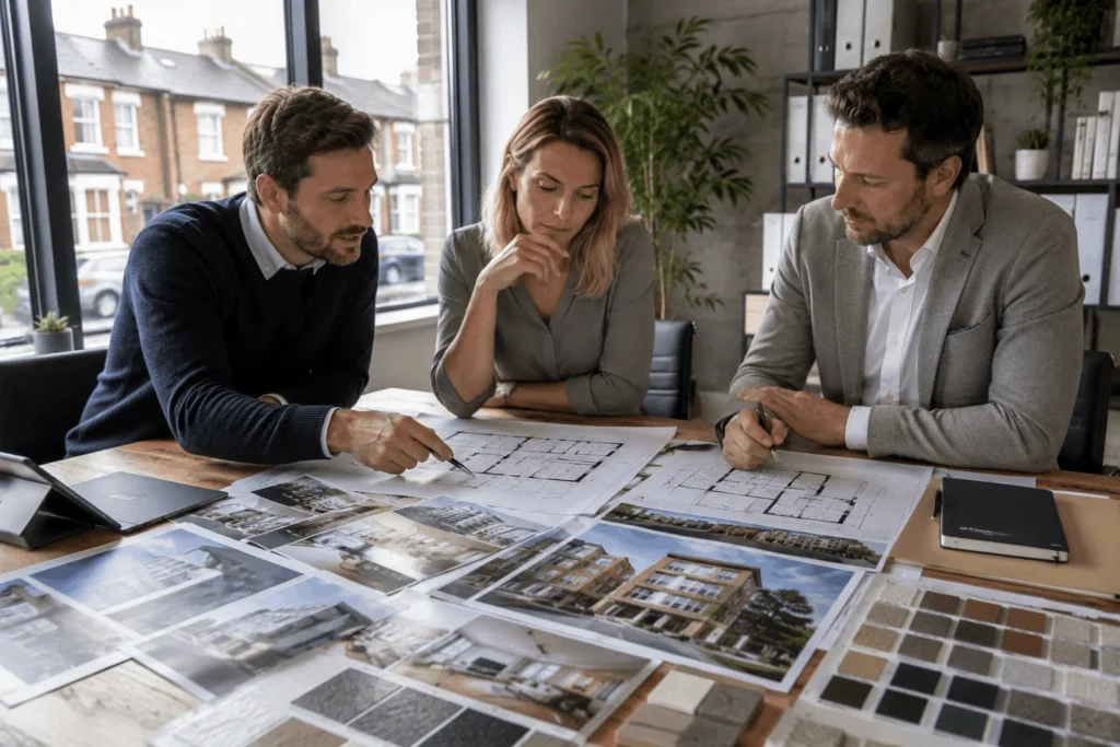 Property investors reviewing refurbishment and development opportunities in Hendon