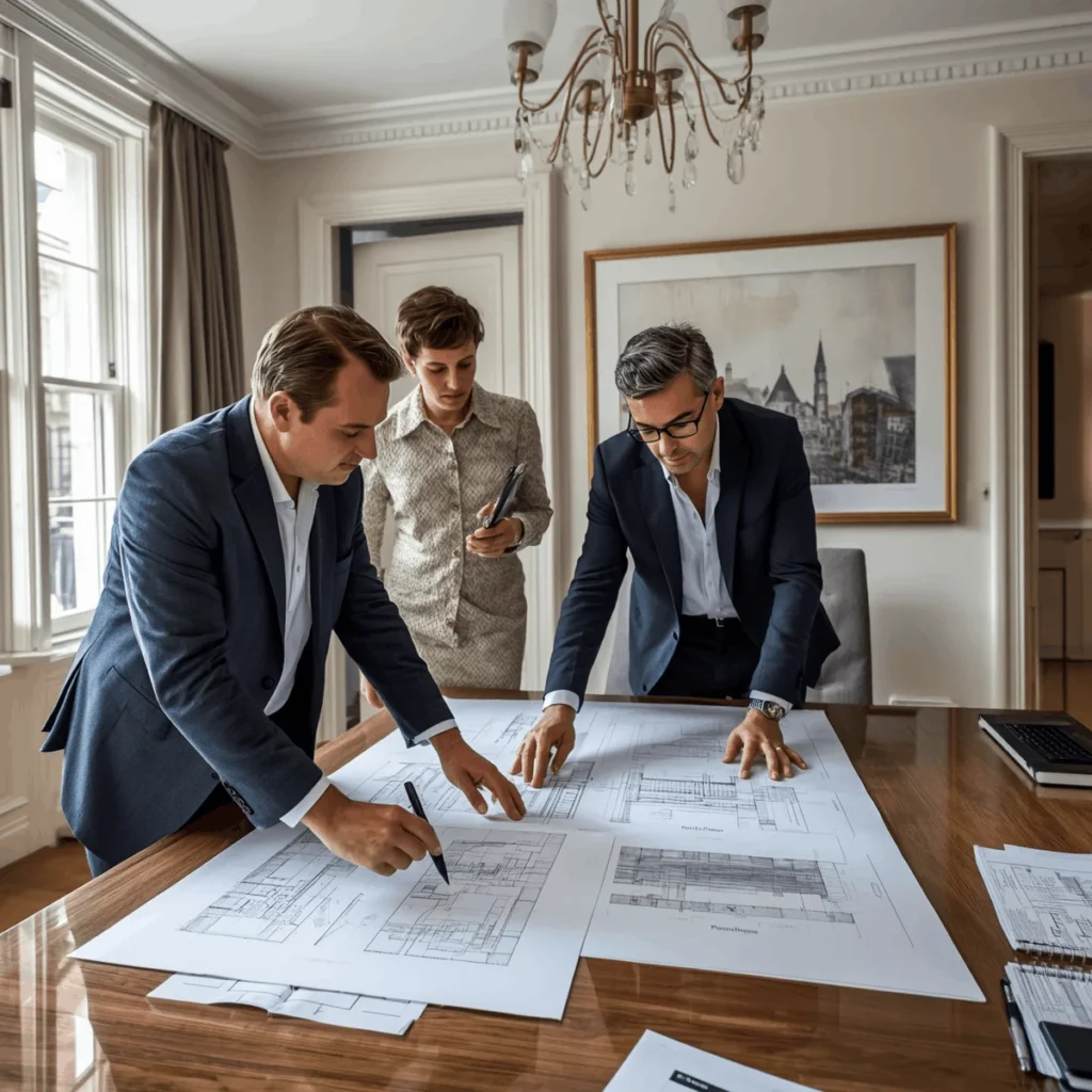 Property investors reviewing luxury development opportunities in Holland Park