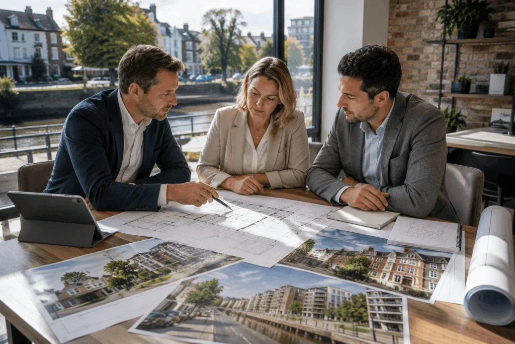 Property investors reviewing refurbishment and development opportunities in Isleworth