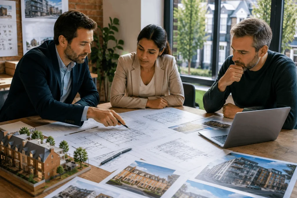 Property investors reviewing regeneration and development opportunities in Manor Park