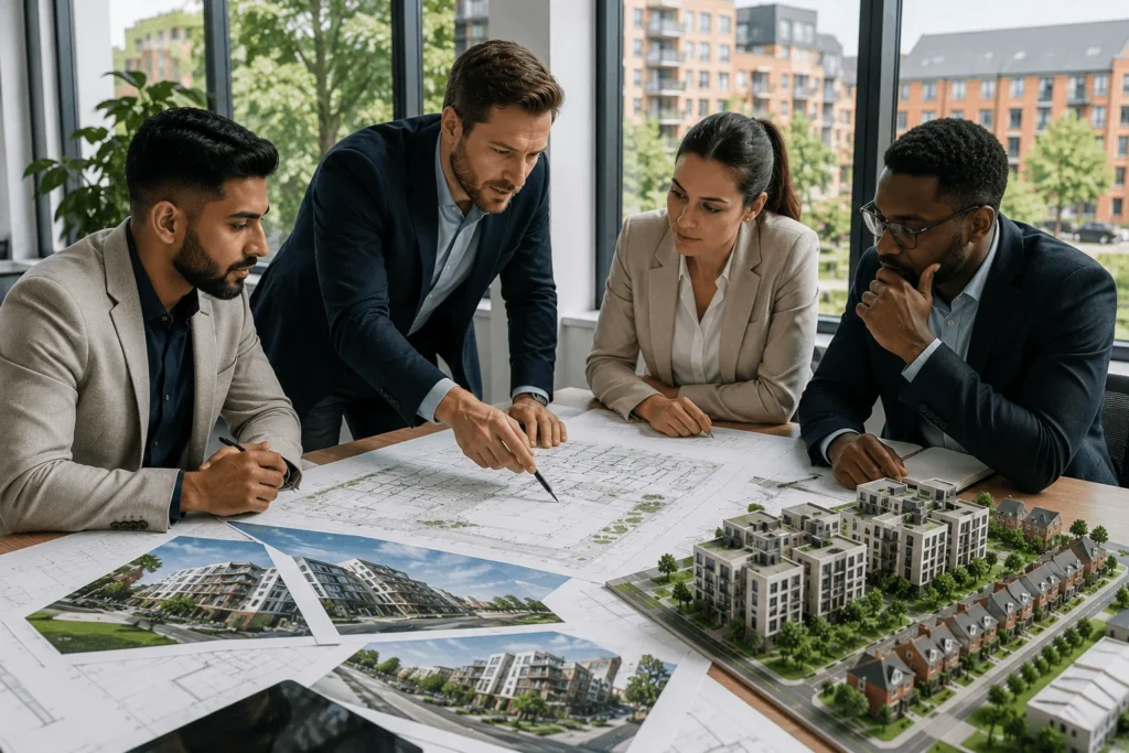 Property investors reviewing residential and commercial investment opportunities in Redbridge