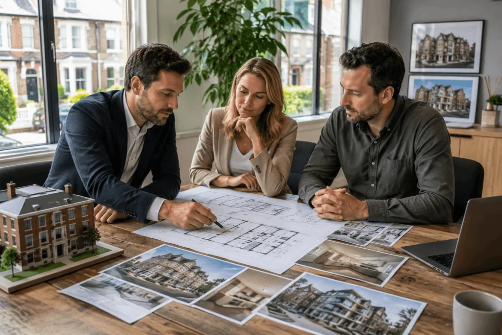 Property investors reviewing refurbishment and redevelopment opportunities in Willesden