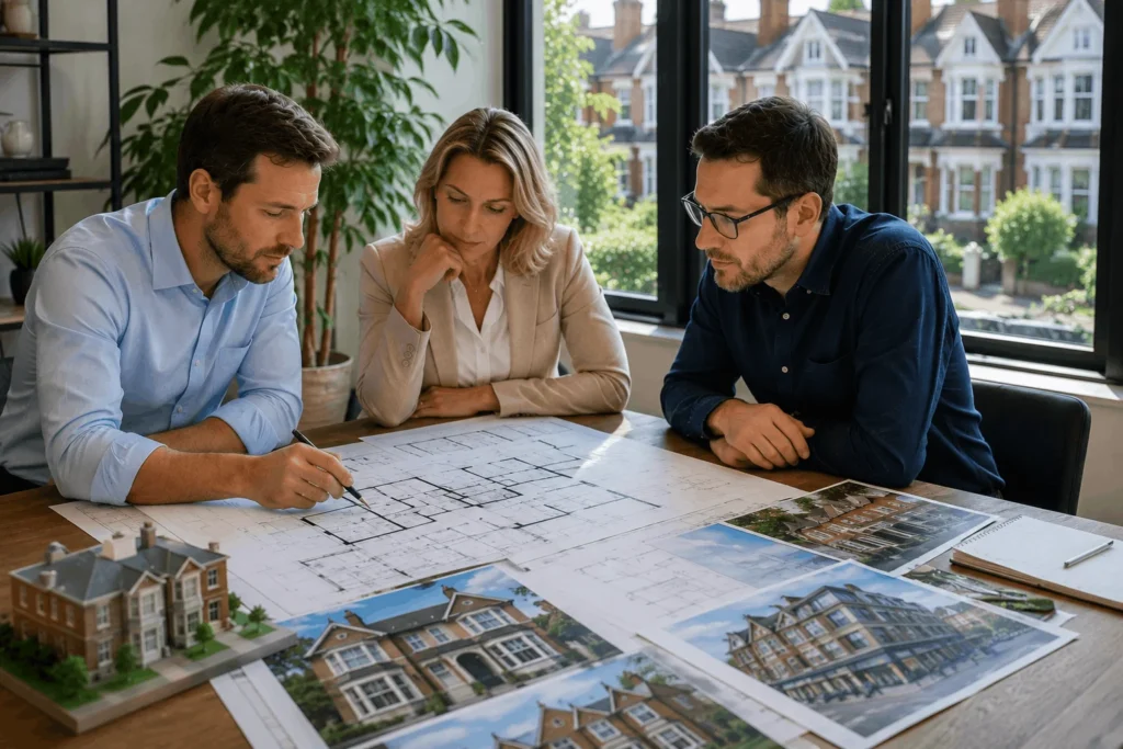 Property investors reviewing refurbishment and development opportunities in Winchmore Hill