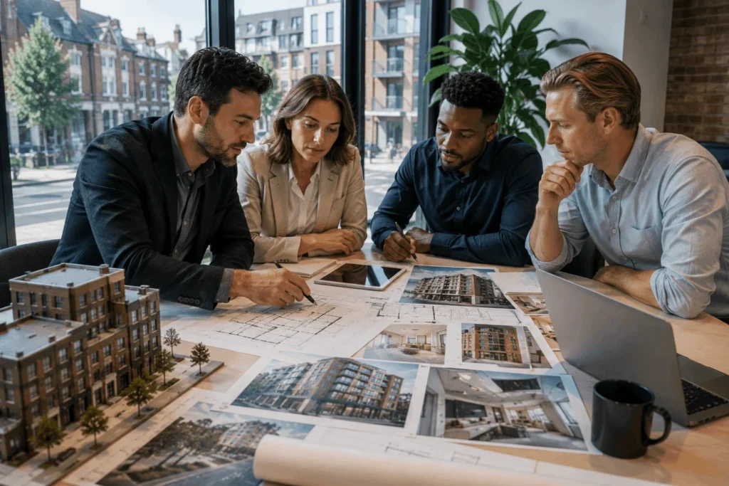 Property investors reviewing refurbishment and development opportunities in Wood Green